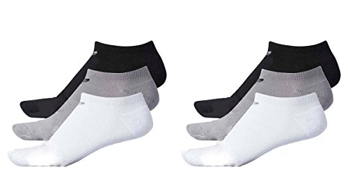 Womens Adidas Originals No Show Socks 6 Pair,Black/White/Grey,One Size