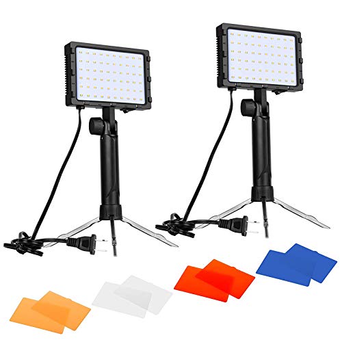 EMART 60 LED Continuous Portable Photography Lighting Kit for Table Top Photo Video Studio Light Lamp with Color Filters – 2 Packs