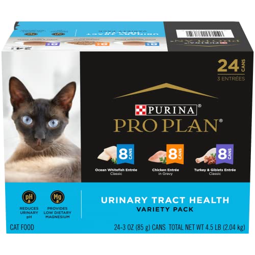 Purina Pro Plan Urinary Tract Cat Food, Urinary Tract Health Wet Cat Food Variety Pack Entrees – (24) 3 oz. Cans