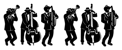 Beistle S57770AZ2 Jazz Trio Silhouettes 6 Piece, Black/White