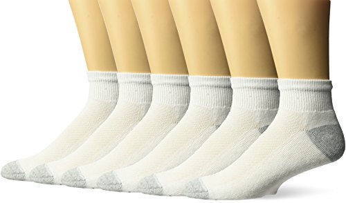 Hanes Ultimate mens 6-pack X-temp Ankle Casual Sock, White/Gray Heel Toe, 6 12 US