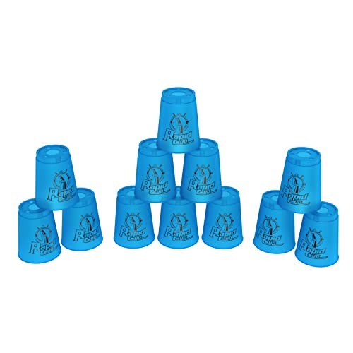 DEWEL Stacking Cups Game with 15 Stack Ways , 12pcs Cup Stacking Set, Sport Stacking Cups BPA-Free Material, Classic Family Game, Great Gift Idea for Stack Games Lover. (Blue)