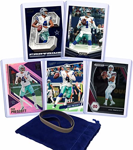 Dak Prescott Football Cards Gift Bundle – Dallas Cowboys (5) Assorted Trading Cards