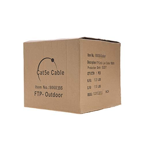 Cables Direct Online 1000FT CAT5e FTP Outdoor 24 AWG Cable Shielded Wire Solid Direct Burial UV (1000FT, FTP) | The Storepaperoomates Retail Market - Fast Affordable Shopping