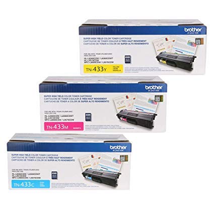 Brother HL-L8360CDW TN-433 High Yield Toner Cartridge Set Colors Only (4,000 Yield)