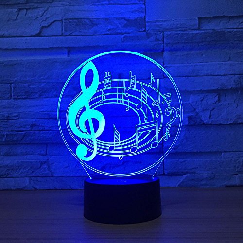 3D Optical Illusion LED Nigth Light Music Note Table Desk Lamp 7 Color Changeable LED Night Light Home Party Decoration for Birthday Gift Christmas Xmas Festival Toy Gift for Music Lovers Fans …