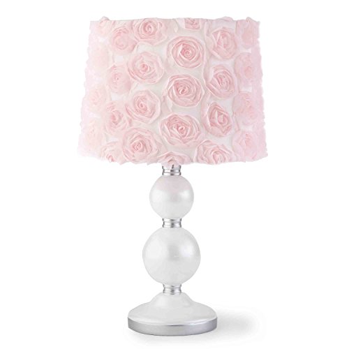 Levtex Baby – Elise Table Lamp and Shade – Spindle Base with Pink Rosette Shade Lamp – Nursery Accessories – Measurements: 22 in. high and 6 in. Diameter