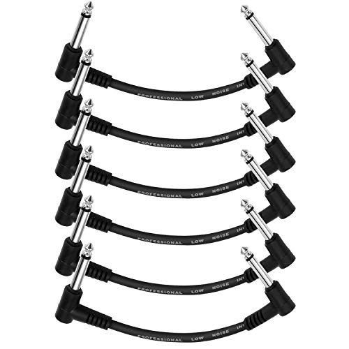 Donner 6 Inch Guitar Patch Cable Guitar Effect Pedal Cables Black 6 Pack