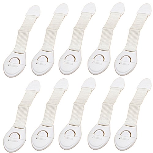 10 Pcs Baby Safety Locks Latch Toddler Proof Adjustable Latches for Cabinet Doors, Drawers, Ovens, Toilet Seats, Refrigerators