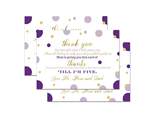 Purple and Gold Baby Shower Thank You Postcards (15 Pack) Girls Notecards Only Eco-friendly Postal Note with Message from Newborn – Mermaid Princess Gender Reveal – 4×6 – Paper Clever Party | The Storepaperoomates Retail Market - Fast Affordable Shopping