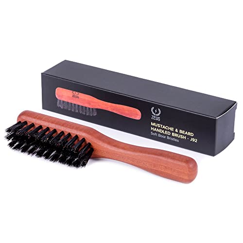 ZEUS Beard & Mustache Brush with Handle, Boar Bristle Brush for Untangling Beard Hairs – MADE IN GERMANY (SOFT BRISTLES) J92