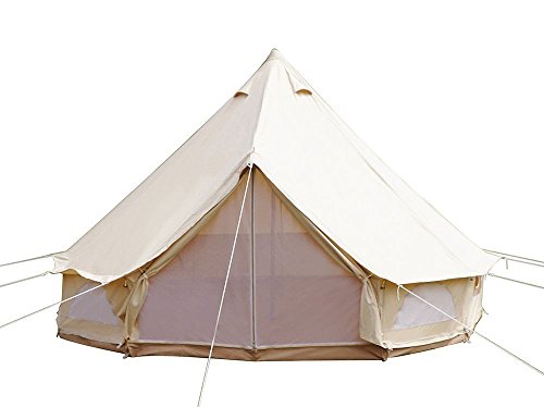 Cotton Outdoor Luxury Canvas Camping Bell Tent Survival Hunting Glamping 16FT(5m) 8-10 Persons