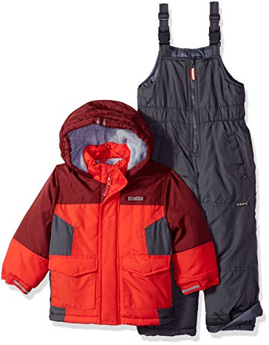 OshKosh B’Gosh Boys’ Little Ski Jacket and Snowbib Snowsuit Set, Maple Leaf/Sneaker Grey, 7