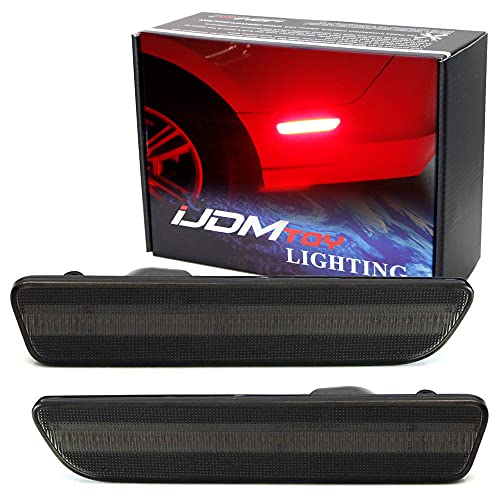 iJDMTOY Smoked Lens Red Full LED Rear Side Marker Light Kit Compatible With 2005-09 Ford Mustang, Powered by 54-SMD LED, Replace OEM Back Sidemarker Lamps