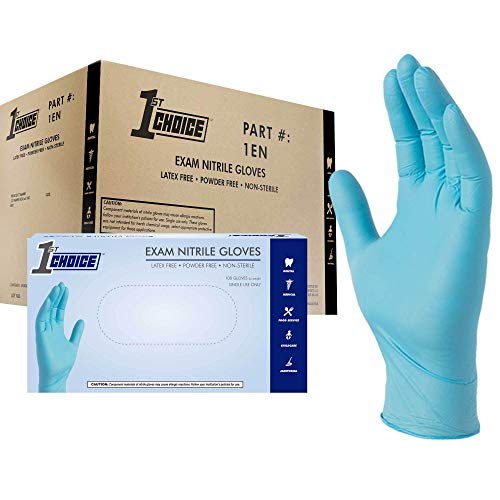 1st Choice Nitrile Disposable Medical Gloves, Chemo-Rated, Latex-Free, Food Safe, Blue, Medium, 1000/Case