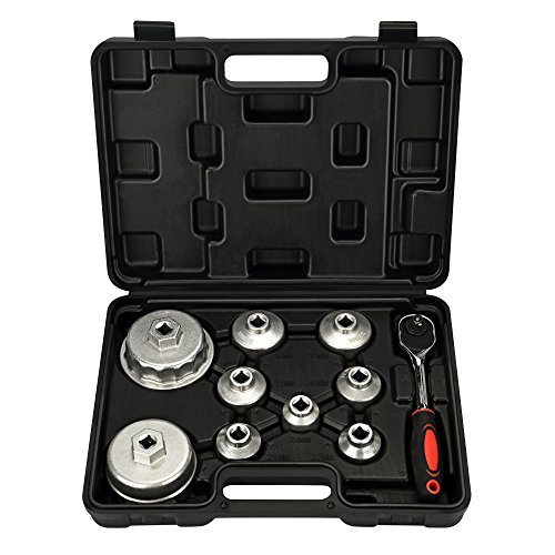 MOFEEZ Oil Filter Cap Wrench Metric 10-Piece Socket Set Tool Kit 24mm to 65mm for BMW, Mercedes, VW Paper Toyota 1.8L 2.5L 5.7L Engine