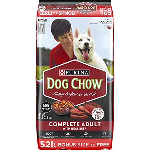 Purina Dog Chow Dry Dog Food, Complete Adult With Real Beef – 52 lb. Bag