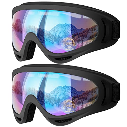 COOLOO Ski Goggles, Snow Snowboard Goggles for Men Women Kids – UV Protection Foam Anti-Scratch Dustproof
