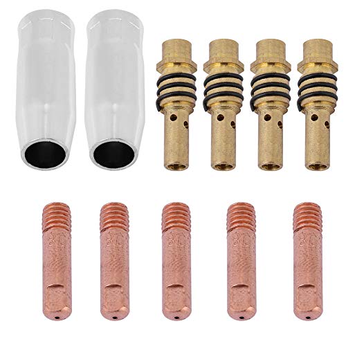 11 Pcs Contact Nozzle Tip Holder,15AK MIG Welding Torch Nozzle Contact Tips Holder Kit