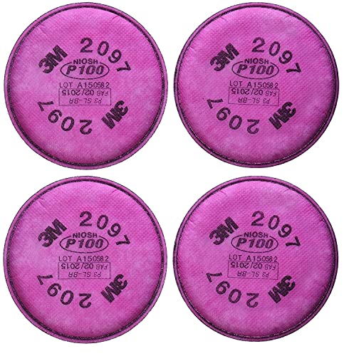 3M 2097 P100 Particulate Filter with Organic Vapor Relief, 2 Pairs (4 Filters)
