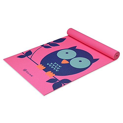 Gaiam Kids Yoga Mat Exercise Mat, Yoga for Kids with Fun Prints – Playtime for Babies, Active & Calm Toddlers and Young Children, Owl, 3mm