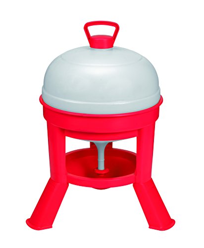 Little Giant Plastic Dome Waterer (5 Gal) Heavy Duty Plastic Gravity Fed Poultry Feed Container Tank for Chickens and Ducks or Other Birds with 3 Legs (Red) (Item No. DOMEWTR5)