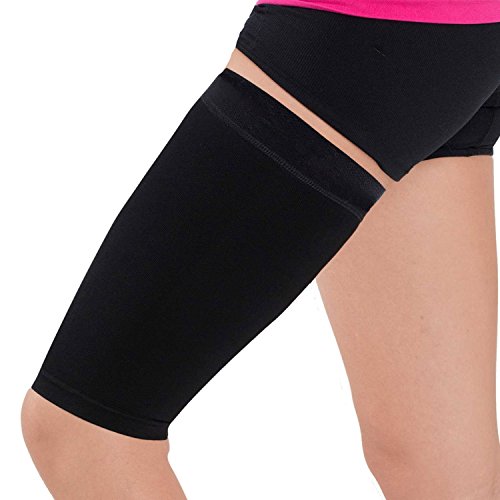 Thigh Compression Sleeve – Hamstring, Quadriceps, Groin Pull and Strains – Running, Basketball, Tennis, Soccer, Sports – Athletic Thigh Support (Single) (Black, M)