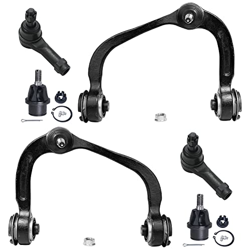 Detroit Axle – Front Upper Control Arms Ball Joint + Outer Tie Rod Ends Replacement for Ford F-150 Lincoln Mark LT – 6pc Set