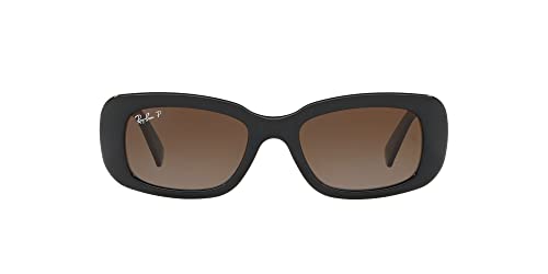 Ray-Ban Women’s RB4122 Rectangular Sunglasses, Black/Polarized Grey Gradient, 50 mm