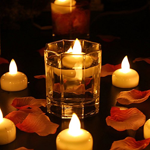 Flameless Floating Candles Tealights, Waterproof”Floating on Water” LED Tea Light Mini Candles, Battery Operated Wedding Garden Christmas Decorations Yellow Non-Flickering, Pack of 12