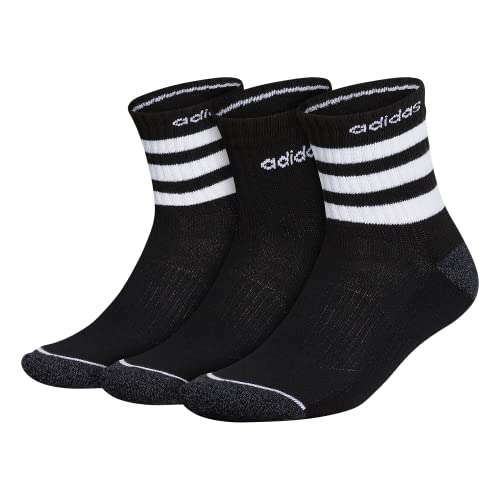 adidas Men’s 3-Stripe High Quarter Socks (3-Pair), Black/White/Onix Grey, Large