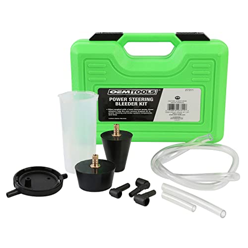 OEMTOOLS 27311 Power Steering and Brake Bleed Adapter Kit, Works w/Hand Vacuum Bleeder, Brake Line Bleeder Kit w/ 2 Rubber Power-Steering Adapters