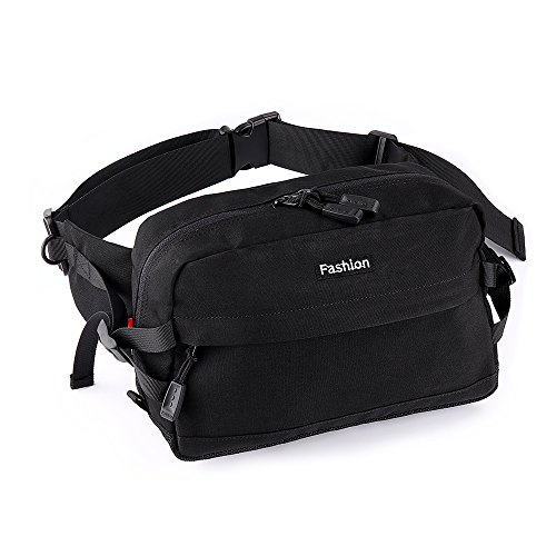 Waist Bag Fanny Pack Fashion Outdoor Travel Waist Pack Waterproof Casual Hip Bum Bag with Adjustable Belt for Hiking Fishing Cycling Climbing for Men Black
