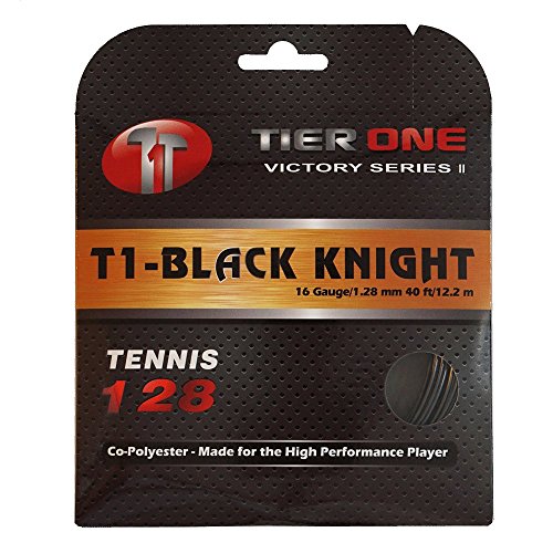 Tier One Black Knight Co-Polyester Tennis String (Set – Black, 16 Gauge (1.28 mm) – 12,2 m Set)