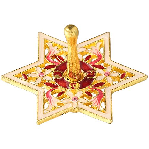 Hand-Painted Gold-Plated Spinning Dreidel Holiday Ornaments Elegant Jewish Decor with Crystals
