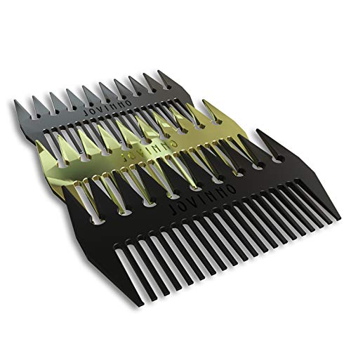 Jovinno Hair Styling Metal Hair & Beard Comb Premium Quality Luxury Dual-Sided Wide + Fine Tooth Designed To Promote A Unique Hair Contour … (Silver Grey Metal)