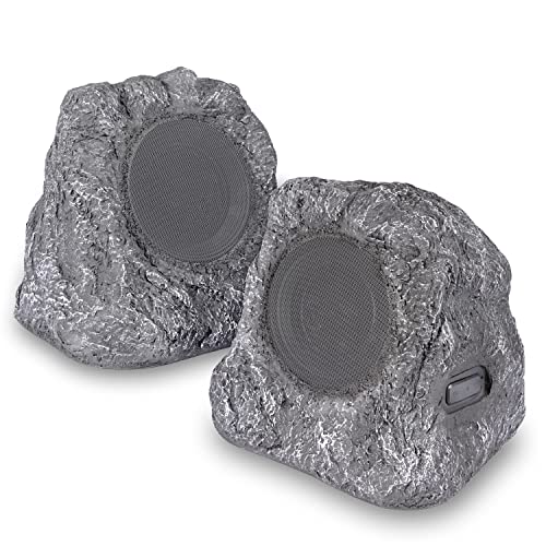 it.innovative technology Outdoor Rock Speaker Pair – Wireless Bluetooth Speakers for Garden, Patio, Waterproof Design, Built for all Seasons, Rechargeable Battery, Wireless Music Streaming, Charcoal
