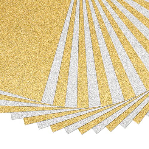 VGOODALL Glitter Paper Cardstock,20 Sheets Silver Gold Glitter Cardstock A4 Size 250gms Craft Paper Christmas Cardstock Christmas Gift Wrapping For Card Making Scrapbooking DIY