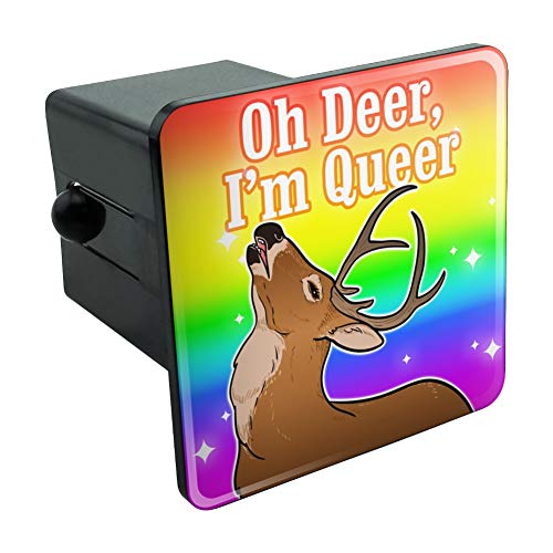 Oh Deer I’m Queer Rainbow Pride Gay Lesbian Funny Tow Trailer Hitch Cover Plug Insert