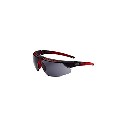 Uvex S2864HS Avatar Adjustable Safety Glasses with HydroShield Anti-Fog Coating, Standard, Red/Black