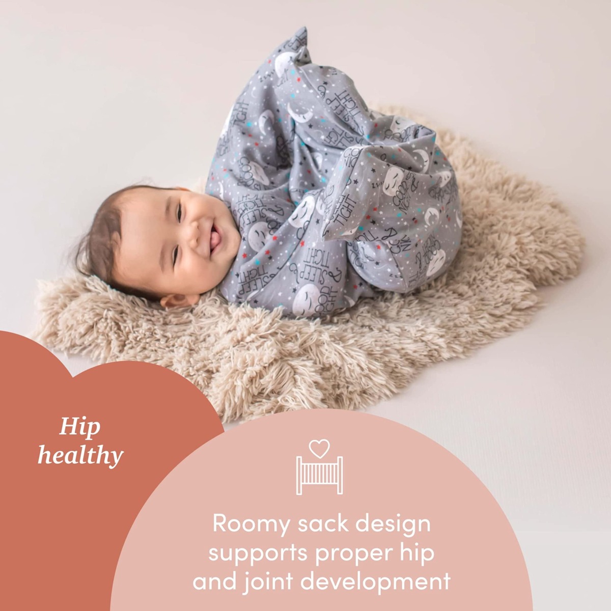 SleepingBaby Zipadee-Zip Transition Swaddle – Cozy Baby Sleep Sack with Zipper Convenience – Roomy Baby Wearable Blanket for Easy Diaper Changes – Goodnight Moon, Small (4-8 Month) | The Storepaperoomates Retail Market - Fast Affordable Shopping