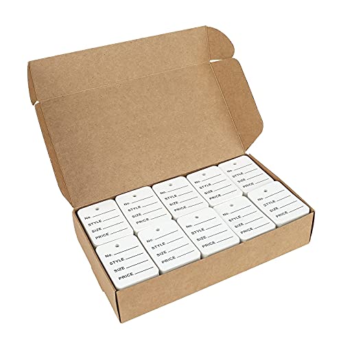 G2PLUS 1000 PCS Price Tags,1.94″ X 1.38″ White Paper Tags, Clothes Size Lables Coupon Tags Making Lables Store Tags Without String, Clothing Tags with Exquisite Box Package