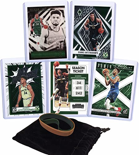 Giannis Antetokounmpo Basketball Cards Assorted (5) Gift Bundle – Milwaukee Bucks Trading Cards