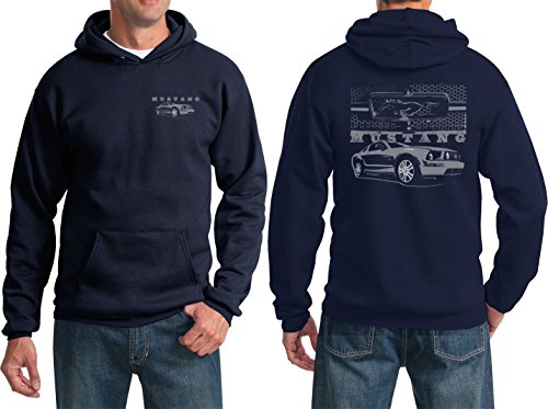 Ford Hoodie Mustang with Grill (Front & Back) Hoody, Navy, 2XL