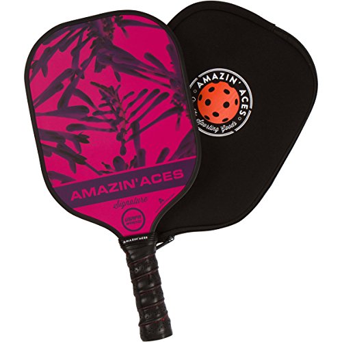 Amazin’ Aces Signature Pickleball Paddle | USAPA Approved | Graphite Face & Polymer Core | Premium Grip | Includes Paddle, Paddle Cover & eBook | Single Paddle (Pink)