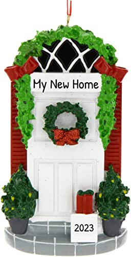 Personalized New Apartment Ornament 2022 – First Christmas in New Home Ornament 2022, Apartment Warming Gifts, House Warming Gifts New Home – Door with Presents – Free Customization