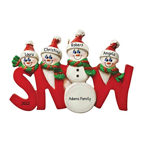 Personalized Family Ornament 2022 – Family of Four Christmas Ornaments 2022 – Snow Family Ornament 2022 Family of 4 Snow Ornaments Christmas Snow 2022 Ornaments – Free Customization