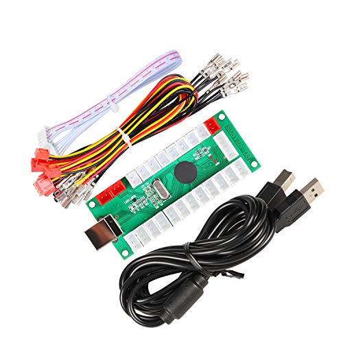 EG STARTS Zero Delay USB Encoder to PC LED Joystick Set Compatible LED Arcade Joystick DIY Kit Controller Part Mame Games ( 5Pin Cable + 10x 3Pin 2.8mm Wire)