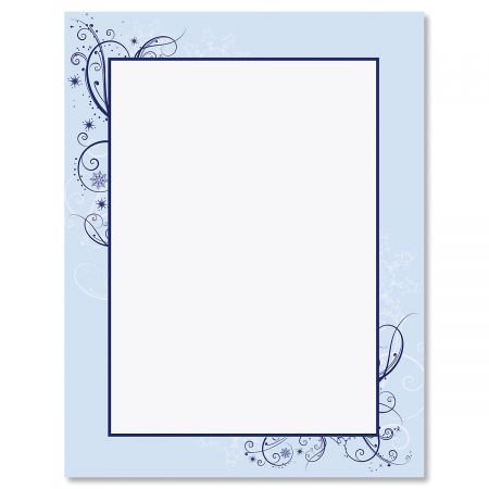 Frosted Glimmer Frame Christmas Letter Papers – Set of 25 Christmas Stationery Papers are 8 1/2″ x 11″, Compatible Computer Paper