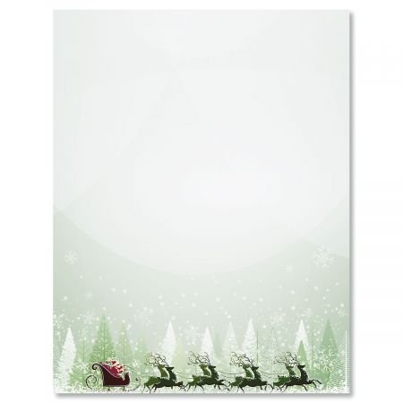 Santa’s on His Way Christmas Stationery – Holiday Letters, Computer Printer Paper, 25 Sheets, 8½ x 11 Inch, by Current